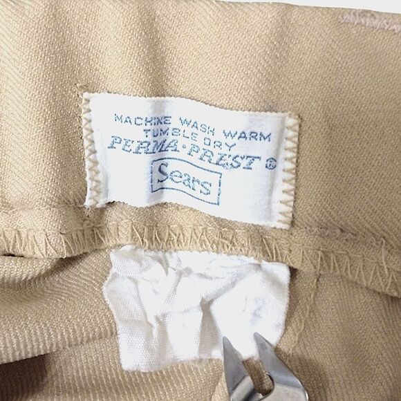 VTG 70s Sears Belted Wide Leg High Waisted Pants, Beige / Khaki Color, Size 25 - Picture 8 of 8
